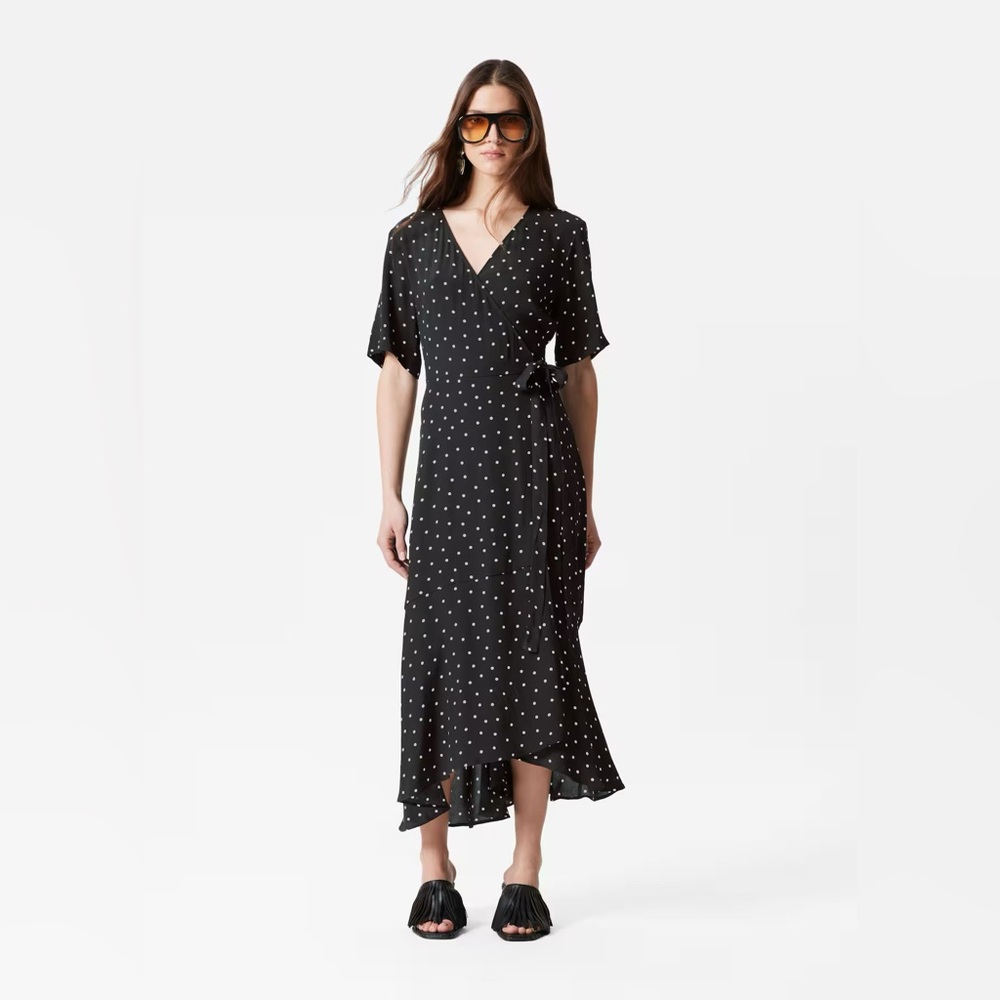 &Other Stories midaxi wrap dress in polka dot